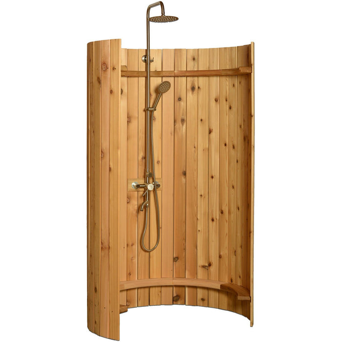 Almost Heaven Charleston 4 Person Barrel Sauna with Rinse Ellipse Outdoor Shower Deluxe Package