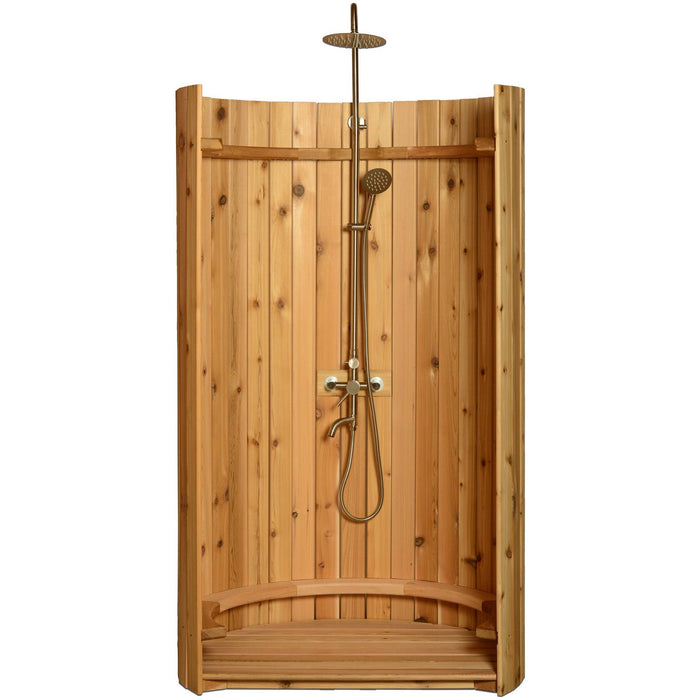 Almost Heaven Audra 4 Person Barrel Sauna with Rinse Ellipse Outdoor Shower Deluxe Package