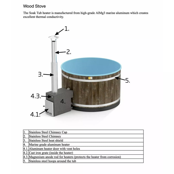 Almost Heaven Kirami Cold & Hot Plunge 4 Person Tub with Wood Heater