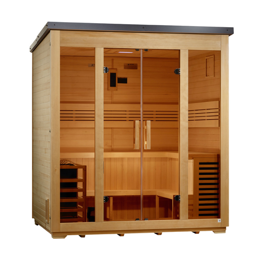 Golden Designs Vorarlberg Flat Roof — 5-Person Outdoor Traditional Sauna - View 2