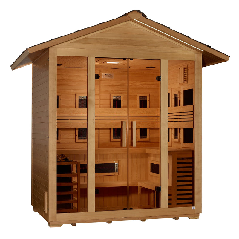 Golden Designs Gargellen 5-Person Near Zero EMF Hybrid Outdoor Sauna