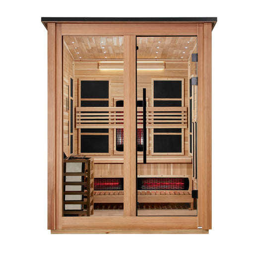 Golden Designs Loviisa Pacific Cedar — 3-Person Outdoor Barn Hybrid Sauna