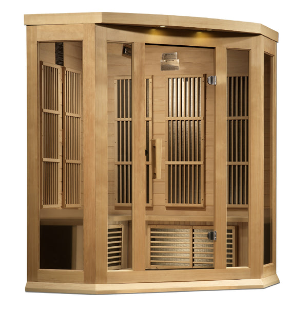 Maxxus Avignon — 3-Person Corner Canadian Hemlock Infrared Sauna