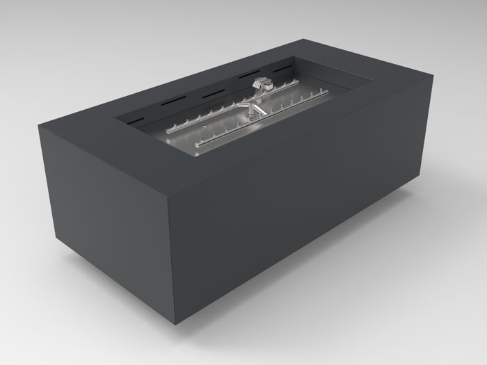 HPC Tejas 48x24 Rectangular Fire Pit in Gray finish