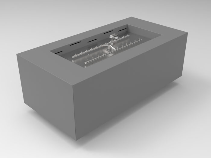 HPC Tejas 48x24 Rectangular Fire Pit in Pewter finish