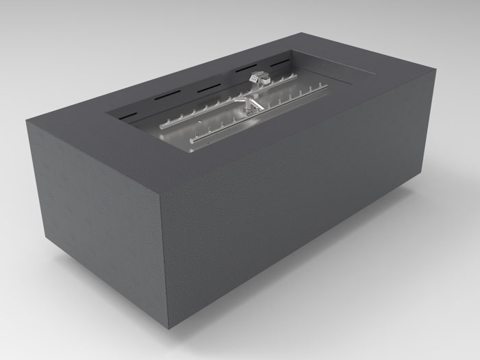 HPC Tejas 48x24 Rectangular Fire Pit in Silver Vein finish