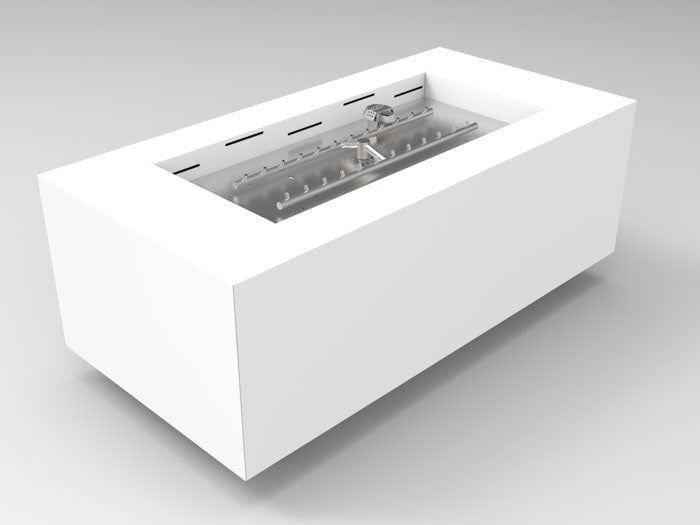 HPC Tejas 48x24 Rectangular Fire Pit in White finish