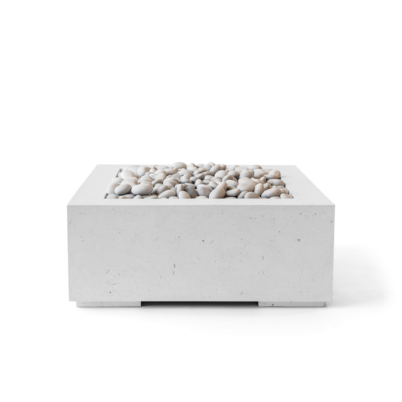 HPC Dekko Alea 32 concrete fire pit in Ash with Ivory Beachstone