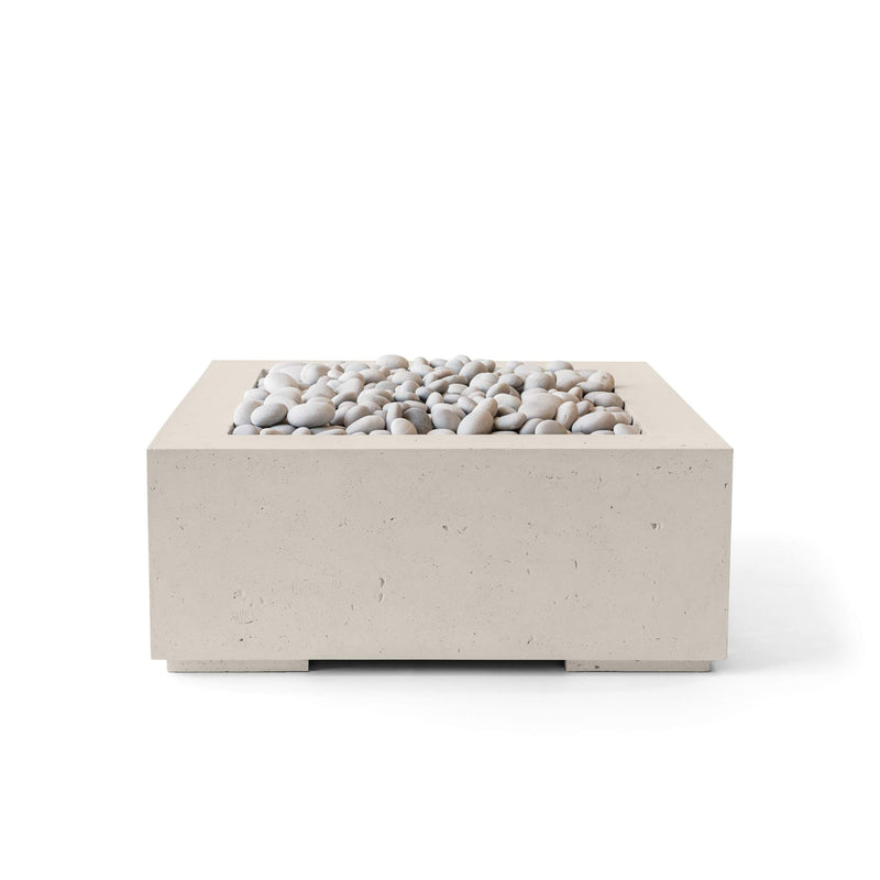 HPC Dekko Alea 32 concrete fire pit in Clay with Ivory Beachstone