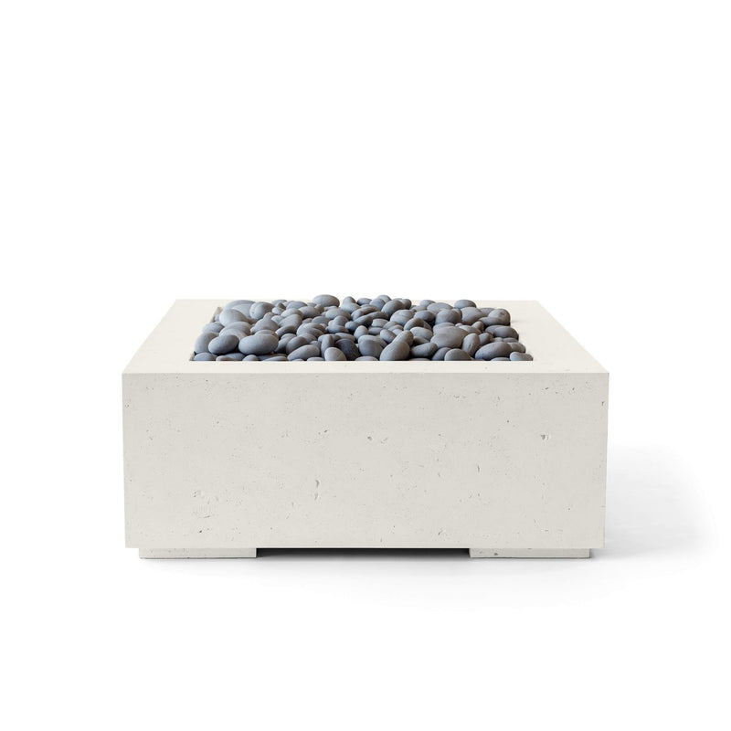 HPC Dekko Alea 32 concrete fire pit in Limestone with Slate Beachstone