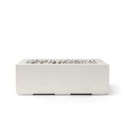 HPC Dekko Avera 60 concrete fire pit in Limestone with Ivory Beachstone
