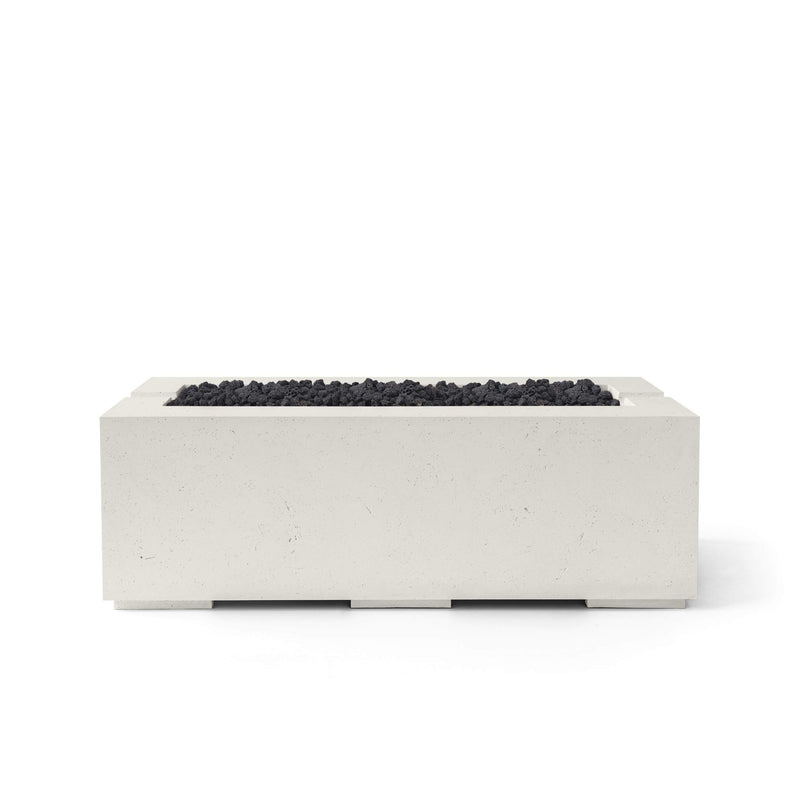 HPC Dekko Avera 48 concrete fire pit in Limestone with Black Lava Rock