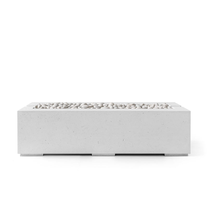 HPC Dekko Avera 48 concrete fire pit in Ash with Ivory Beachstone