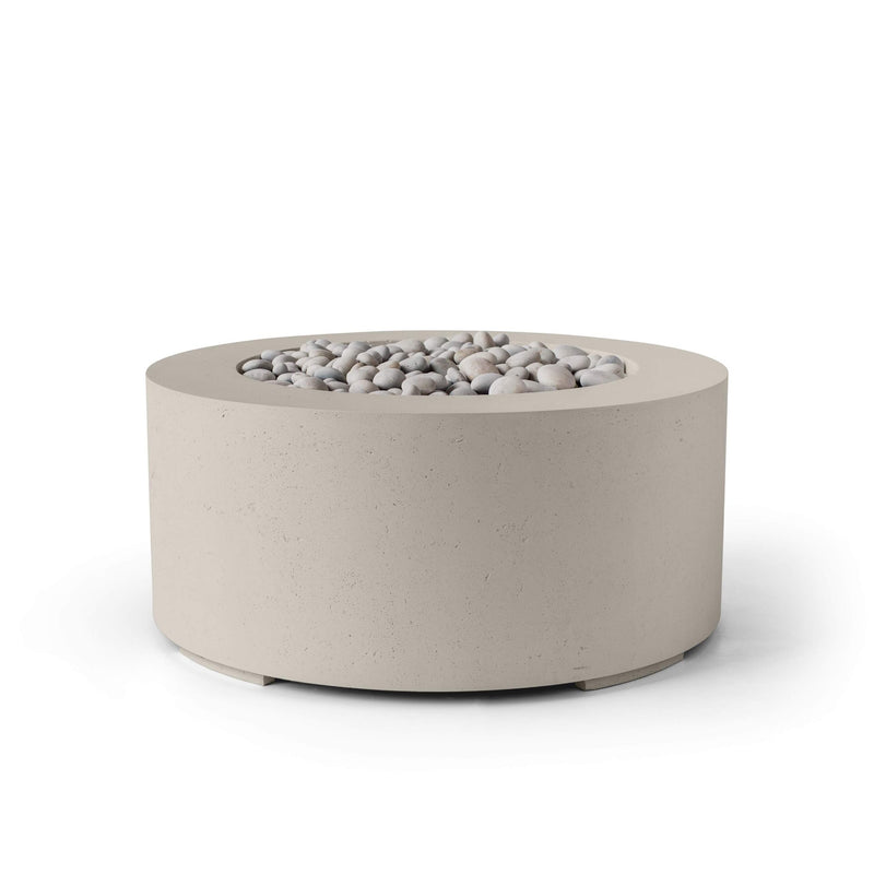 HPC Dekko Belmont concrete fire pit in Clay with Ivory Beachstone