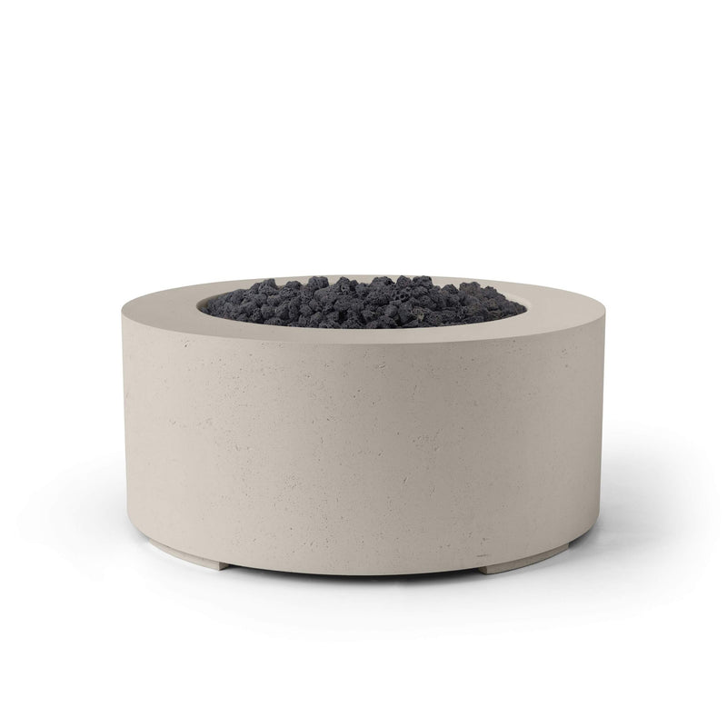HPC Dekko Belmont concrete fire pit in Clay with Black Lava Rock