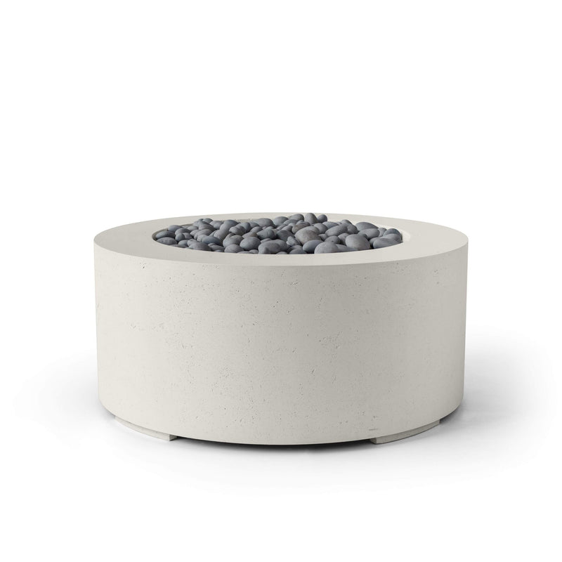 HPC Dekko Belmont concrete fire pit in Limestone with Slate Beachstone