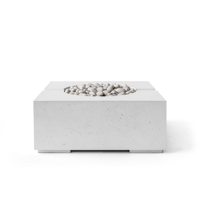 HPC Dekko Bravo concrete fire pit in Ash with Ivory Beachstone