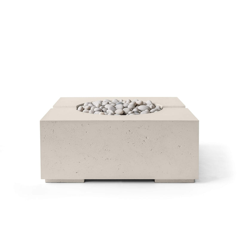HPC Dekko Bravo concrete fire pit in Clay with Ivory Beachstone