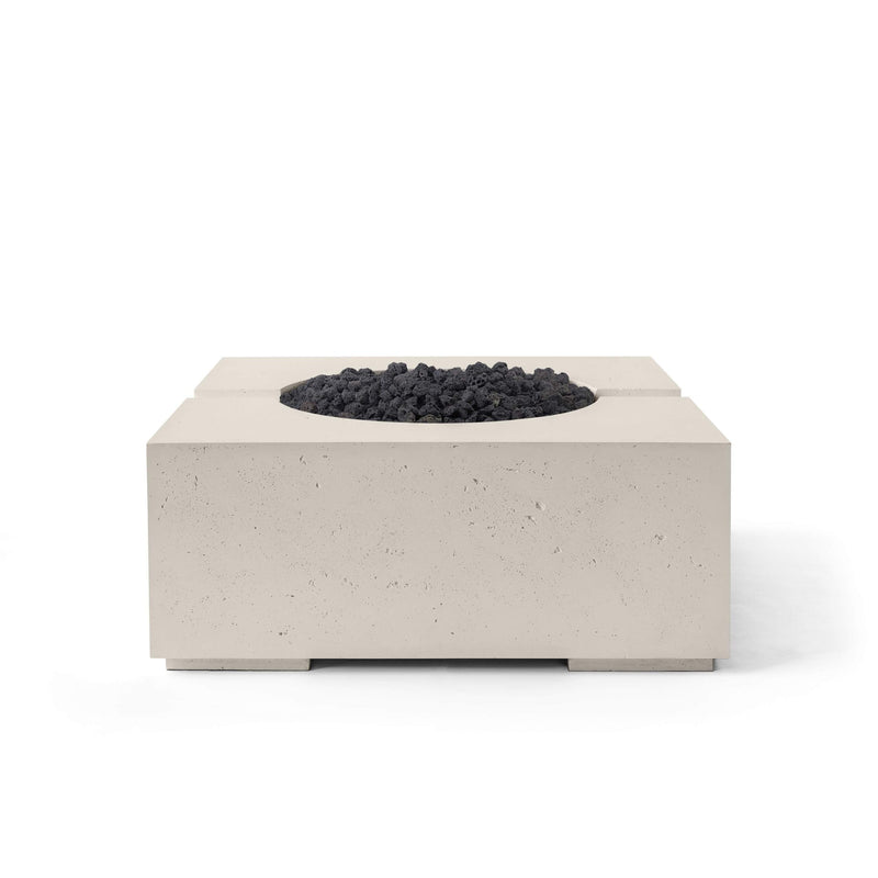 HPC Dekko Bravo concrete fire pit in Clay with Black Lava Rock