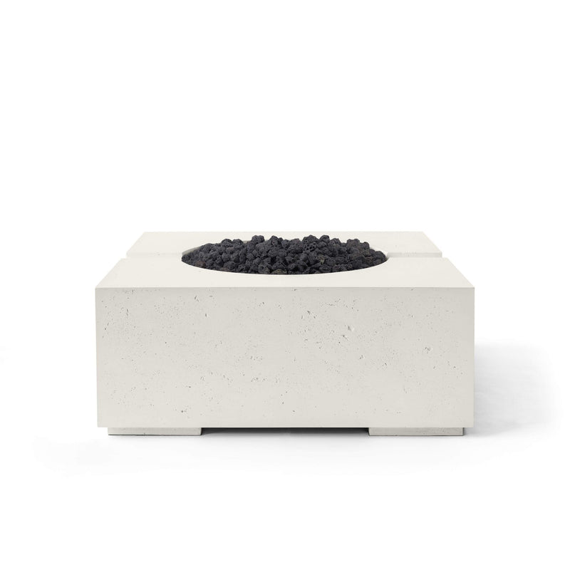 HPC Dekko Bravo concrete fire pit in Limestone with Black Lava Rock