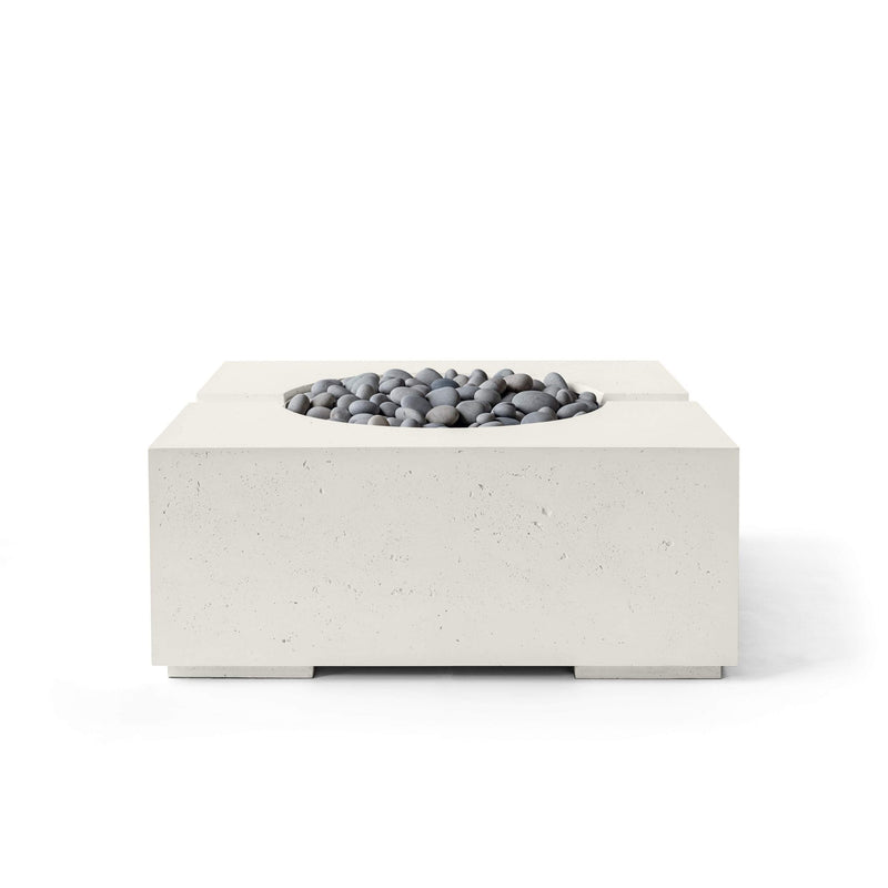 HPC Dekko Bravo concrete fire pit in Limestone with Slate Beachstone