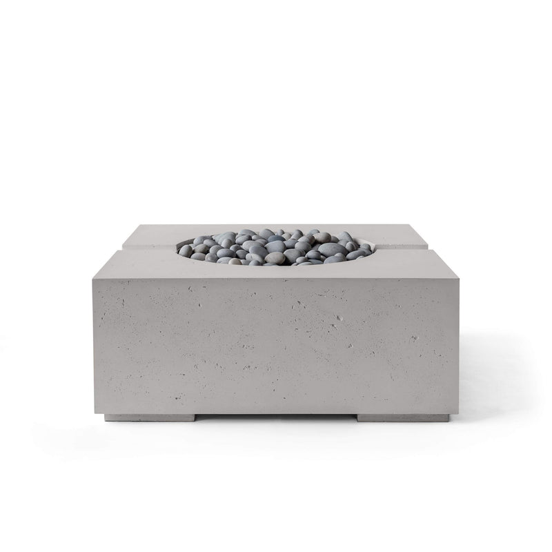 HPC Dekko Bravo concrete fire pit in Sandstone with Slate Beachstone