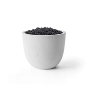 HPC Dekko Element concrete fire pit in Ash with Black Lava Rock