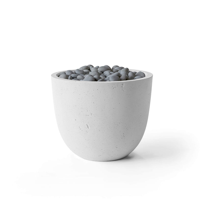 HPC Dekko Element concrete fire pit in Ash with Slate Beachstone