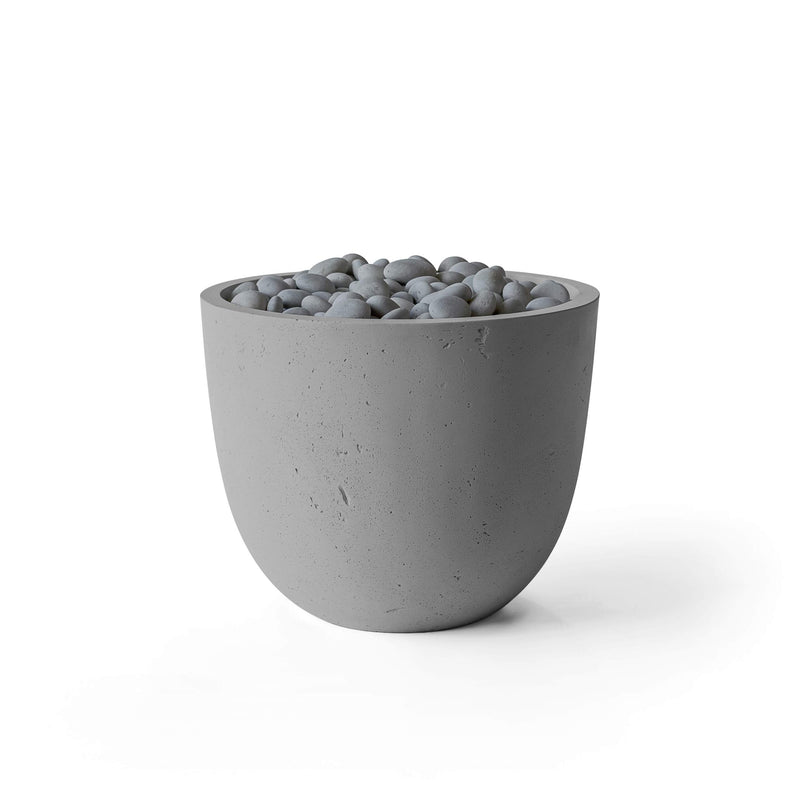 HPC Dekko Element concrete fire pit in Charcoal with Slate Beachstone