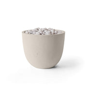 HPC Dekko Element concrete fire pit in Clay with Ivory Beachstone