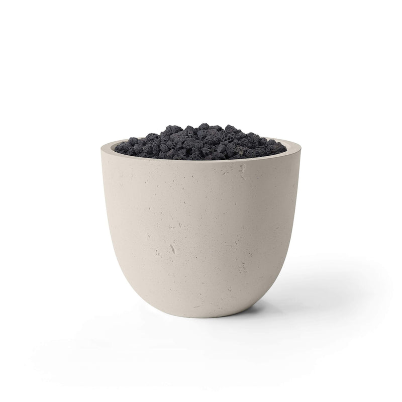HPC Dekko Element concrete fire pit in Clay with Black Lava Rock