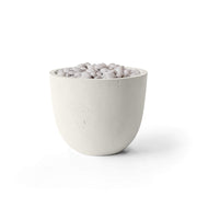 HPC Dekko Element concrete fire pit in Limestone with Ivory Beachstone