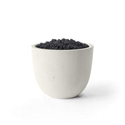 HPC Dekko Element concrete fire pit in Limestone with Black Lava Rock