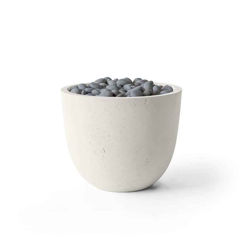 HPC Dekko Element concrete fire pit in Limestone with Slate Beachstone