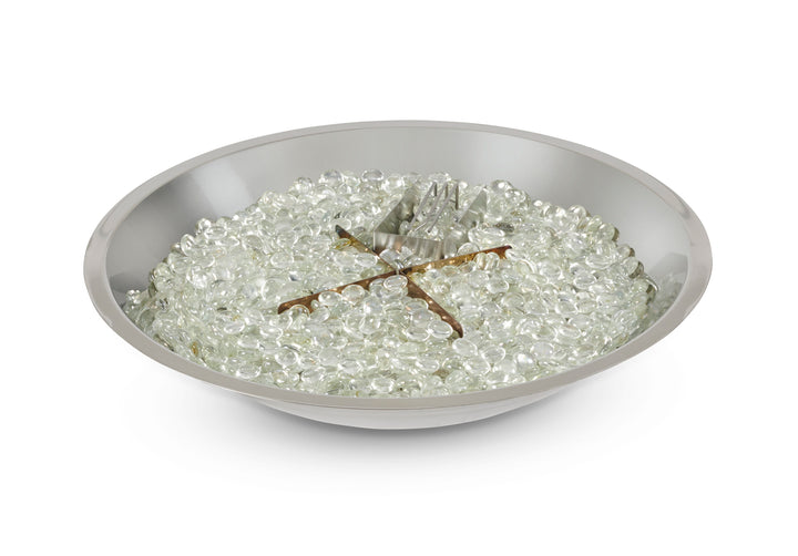 20" Round Crystal Fire Plus Gas Burner with Electronic Ignition (NG) — with fire glass media