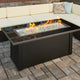 Monte Carlo Linear Gas Fire Pit Table — with the burner lit