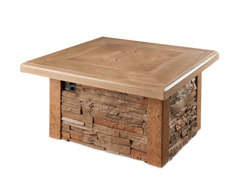 Sierra Square Gas Fire Pit Table — with the burner cover fitted