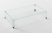 12" x 24" Rectangular Glass Wind Guard — with fire glass media
