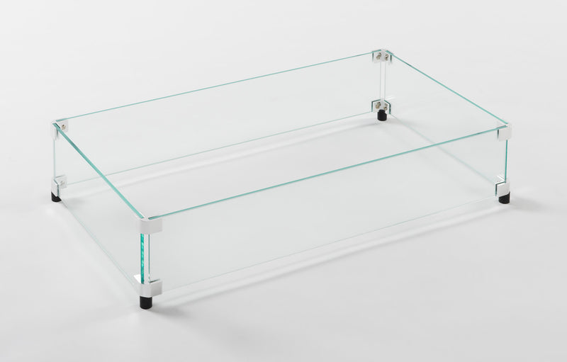 12" x 24" Rectangular Glass Wind Guard — with fire glass media