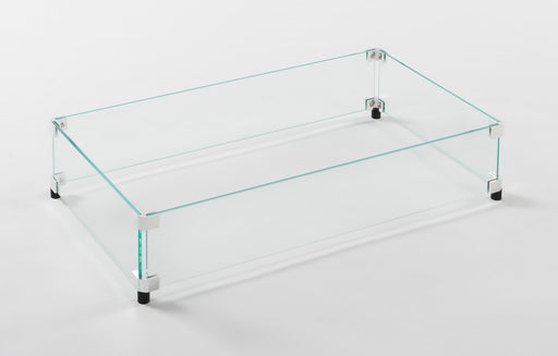 12" x 24" Rectangular Glass Wind Guard — with fire glass media