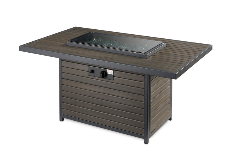 Brooks Rectangular Gas Fire Pit Table — with the burner cover fitted