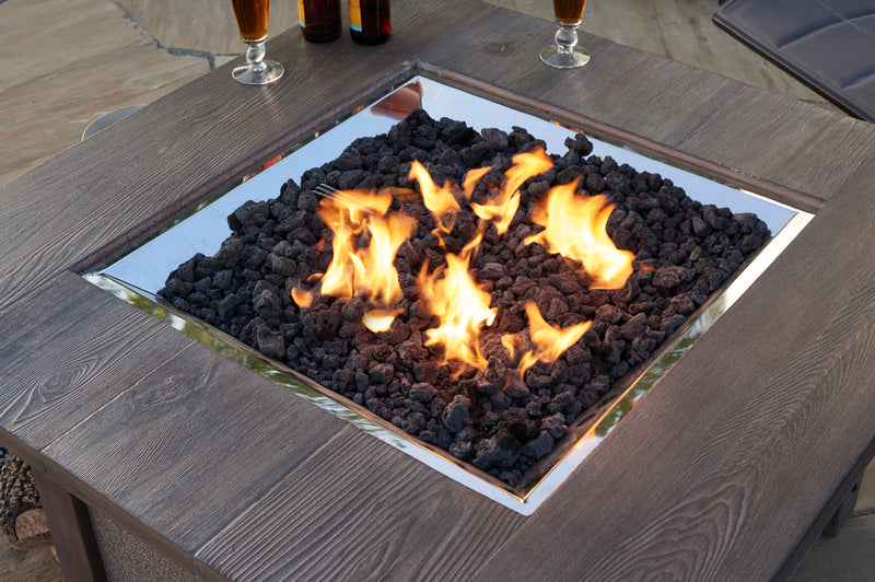 Black Lava Rock — with the burner lit