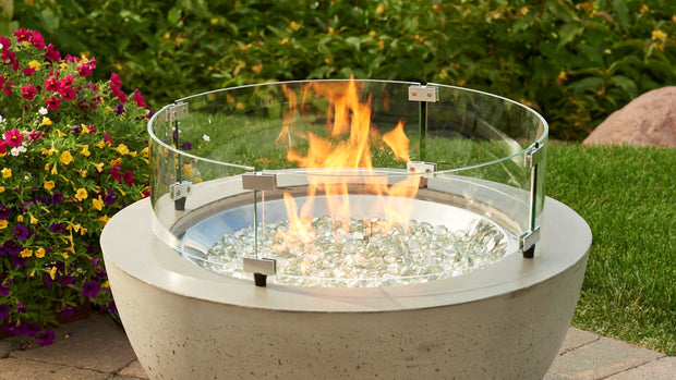 20" Round Glass Wind Guard — with fire glass media
