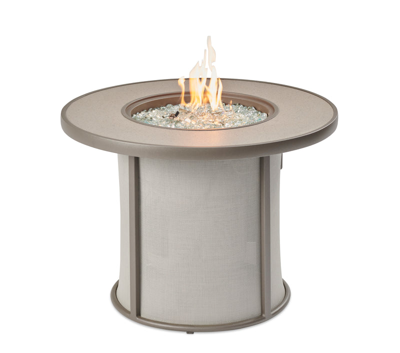 Stonefire 32" Round Gas Fire Pit Table — with the burner lit