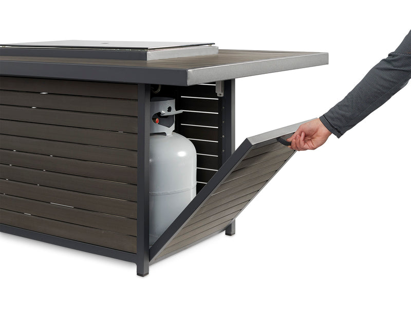 Brooks Rectangular Gas Fire Pit Table — propane tank access door