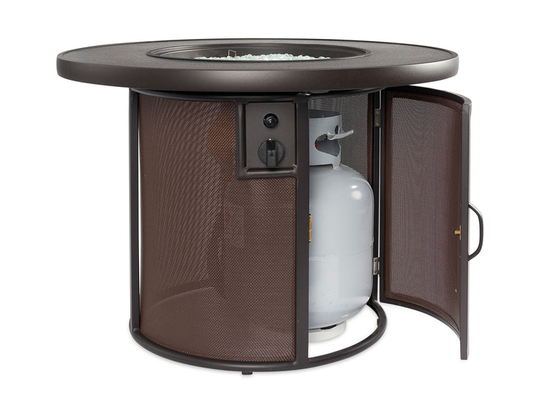 Stonefire 32" Round Gas Fire Pit Table — propane tank access door