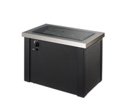 Stainless Steel Providence Rectangular Gas Fire Pit Table — with the burner cover fitted