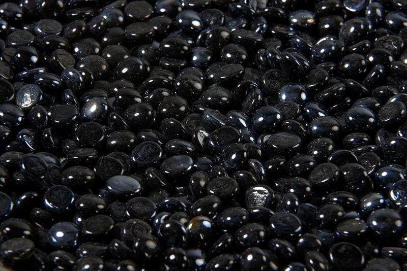 Black Onyx Tempered Fire Glass Gems — shown unlit