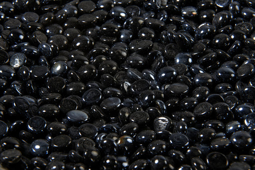 Black Onyx Tempered Fire Glass Gems — shown unlit