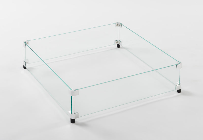 24" x 24" Square Glass Wind Guard — with fire glass media